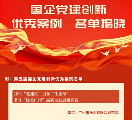 喜報(bào)！廣州水投凈水公司黨建創(chuàng)新案例獲“全國(guó)優(yōu)秀”